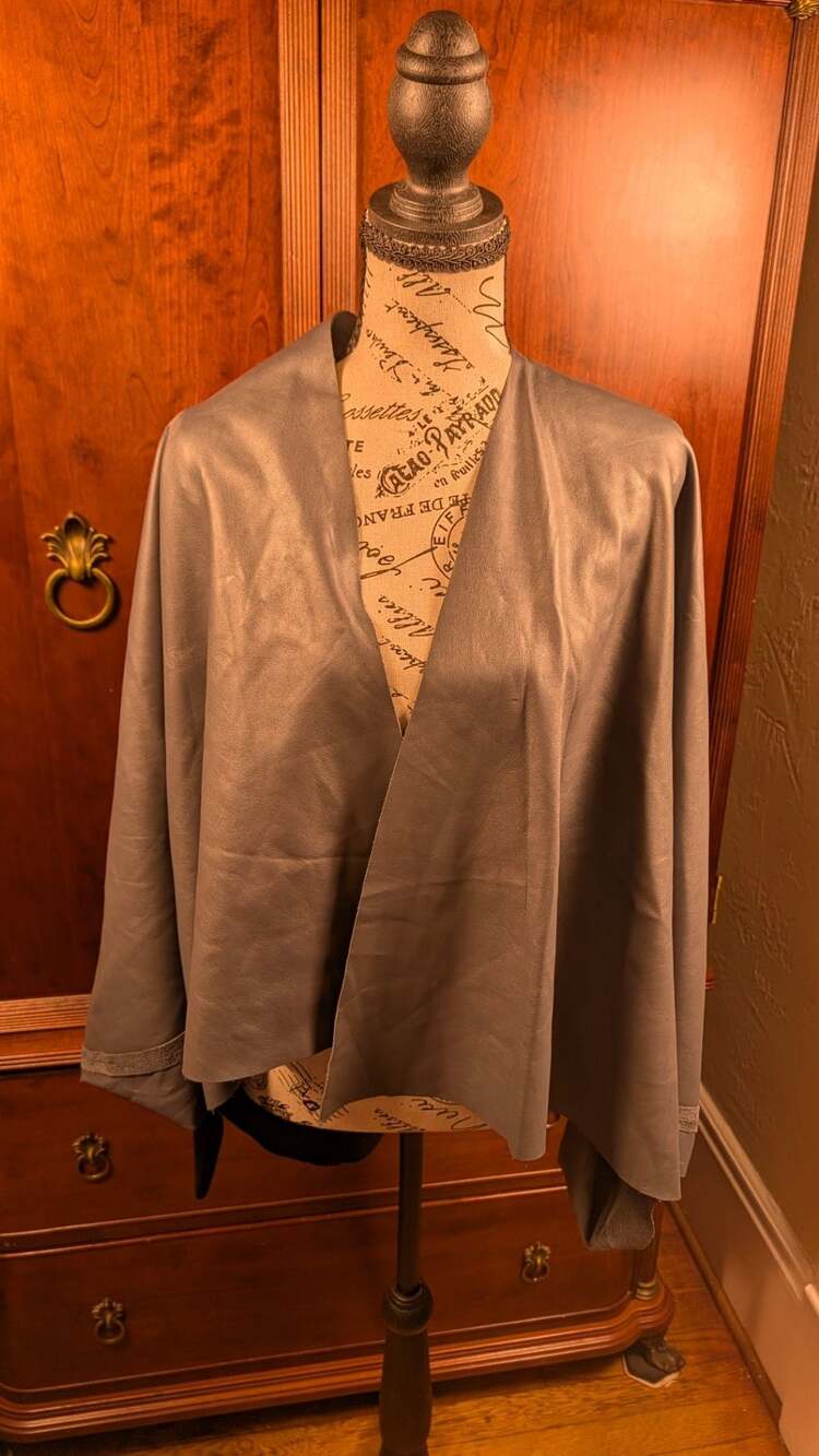Lot of 2 PLANET By Lauren G Vegan Leather Capes Poncho Pack Black Tan OS - Picture 2 of 16
